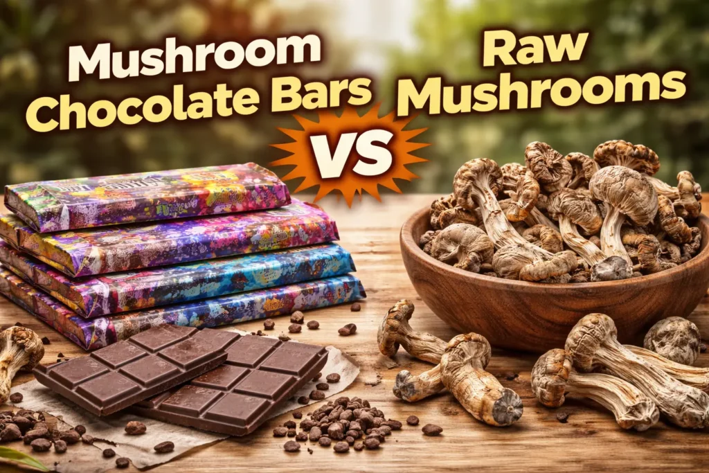 mushroom chocolate bars vs raw mushrooms
