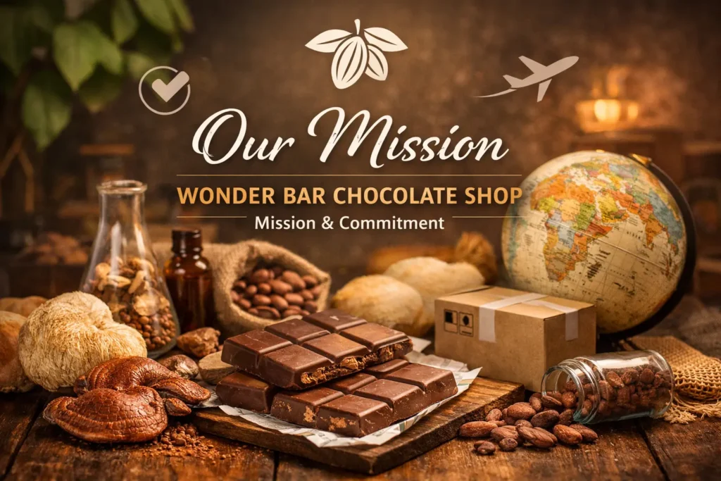 what are mushroom chocolate bars | Wonder Bar Chocolate Shop mission and brand commitment